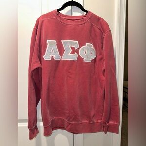 Alpha Sigma Phi faded red embroidered crewneck